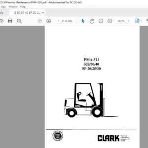 CLARK FORKLIFT PMA-321 S203040 SP 202530 SERVICE MANUAL