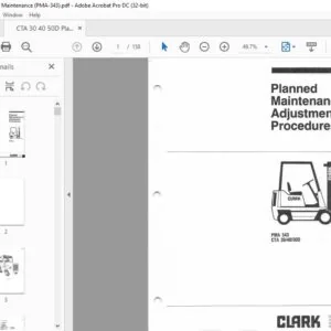 CLARK FORKLIFT PMA 343 CTA 3040500 SERVICE MANUAL
