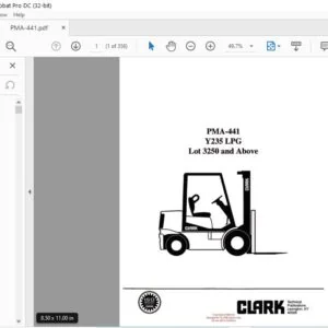 CLARK FORKLIFT PMA-441 Y235LPG Lot 3250 and Above Planned Maintenance and Adjustment Manual