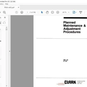 CLARK FORKLIFT PMA 445 ST 245 Planned Maintenance and Adjustment Manual