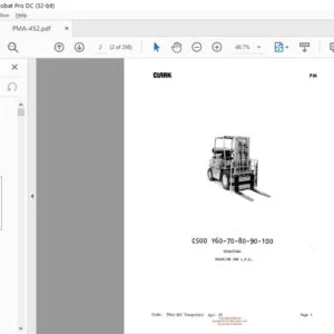 CLARK FORKLIFT PMA-452 C500 Y60100 Planned Maintenance and Adjustment Manual