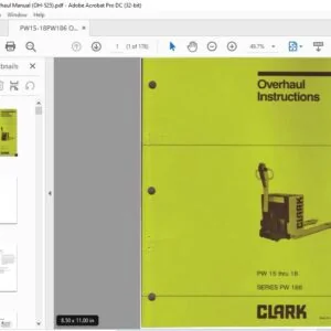 CLARK FORKLIFT PW 15 thru 18 SERIES PW 186 OVERHAUL MANUAL