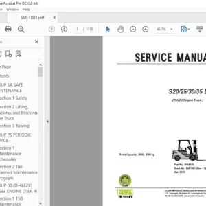 CLARK FORKLIFT S 20253035 D SERVICE MANUAL