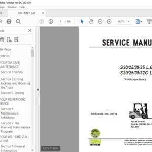 CLARK FORKLIFT S 20253035 L,G S 20253032 C L,G SERVICE MANUAL