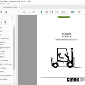 CLARK FORKLIFT SM-520R GCSGCS SERVICE MANUAL