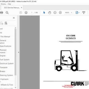 CLARK FORKLIFT SM-520R GCSGCS SERVICE MANUAL