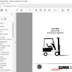 CLARK FORKLIFT SM-548H ECS 17-30 Hi Performance Supplement SERVICE MANUAL