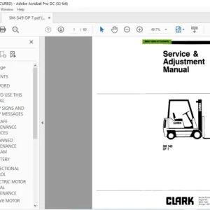 CLARK FORKLIFT SM 549 OP 7 SERVICE MANUAL