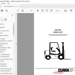 CLARK FORKLIFT SM-556 ESM 12-25 SERVICE MANUAL