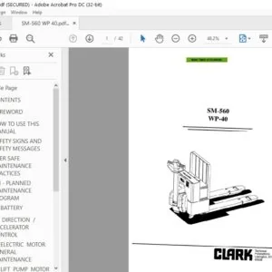 CLARK FORKLIFT SM-560 WP-40 SERVICE MANUAL