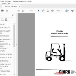 CLARK FORKLIFT SM-568 PWD HWD 253036 SERVICE MANUAL