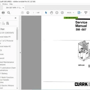 CLARK FORKLIFT SM -587 NPR-345 NPR-17 NPR-20 SERVICE MANUAL