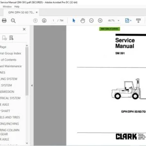 CLARK FORKLIFT SM 591 GPHDPH 50607075 SERVICE MANUAL