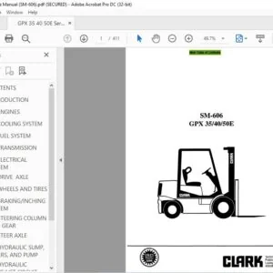 CLARK FORKLIFT SM=606 GPX 3540503 SERVICE MANUAL