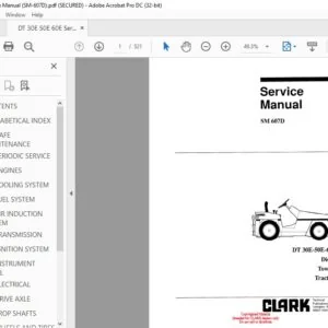CLARK FORKLIFT SM 607D DT 30E-50E-60E Diesel Towing Tractors SERVICE MANUAL