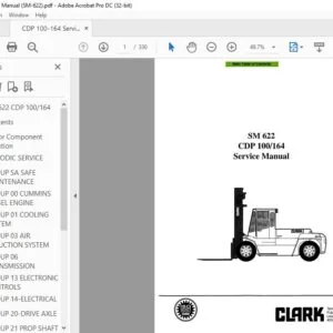 CLARK FORKLIFT SM 622 CDP 100164 SERVICE MANUAL