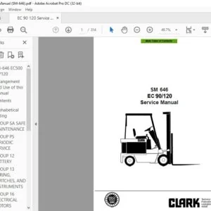 CLARK FORKLIFT SM 646 EC 90120 SERVICE MANUAL