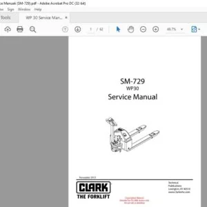 CLARK FORKLIFT SM-729 WP30 SERVICE MANUAL