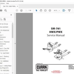 CLARK FORKLIFT SM-781 HWX PWX SERVICE MANUAL