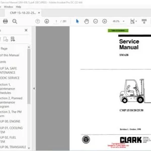 CLARK FORKLIFT SM.638 CMP1511S1202 SERVICE MANUAL