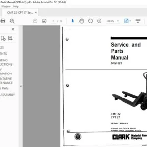 CLARK FORKLIFT SPM 623 CMT 22 CPT 27 SERVICE MANUAL