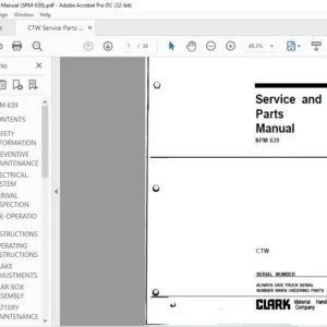 CLARK FORKLIFT SPM 639 CTW SERVICE MANUALS