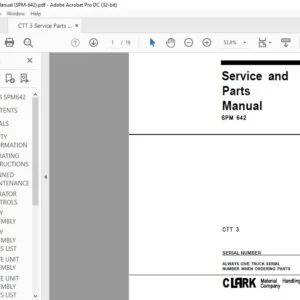 CLARK FORKLIFT SPM 642 CTT 3 SERVICE MANUALS