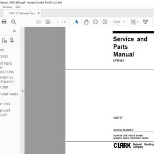 CLARK FORKLIFT SPM660 CMT27 SERVICE MANUAL