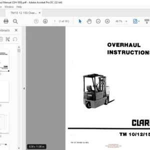 CLARK FORKLIFT TM 10112115S OVERHAUL MANUAL