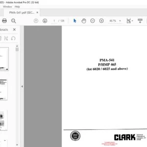 Clark Forklift PMA-541 PHMP 465 (lot 6020 6025 and above) Planned Maintenance and Adjustment Manual