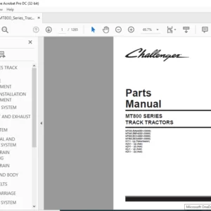 Challenger MT800 Series Track Tractors Parts Manual - PDF DOWNLOAD