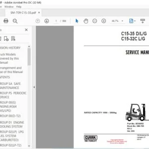Clark Forklift C15-35 DLG C15-32C LG Service Manual