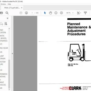Clark Forklift PMA 273 10th Rev. c500 355 Planned Maintenance and Adjustment Manual