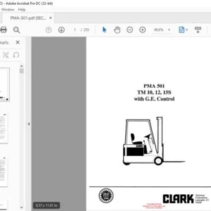 Clark Forklift PMA 501 TM 10,12,15S with G.E. Control Planned Maintenance and Adjustment Manual