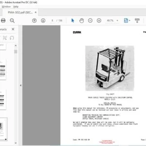 Clark Forklift PMA-502 TMIEM 10 thru 15S Planned Maintenance and Adjustment Manual
