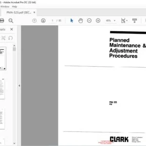 Clark Forklift PMA 525 PW Planned Maintenance and Adjustment Manual