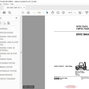 Clark Forklift SF50-75SDL CMP50-75sDL Service Manual
