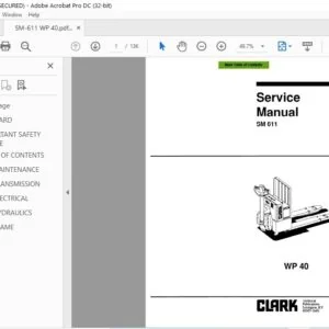 Clark Forklift SM 611 WP 40 Service Manual