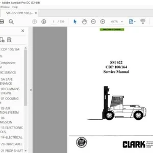 Clark Forklift SM 622 CDP 100164 Service Manual