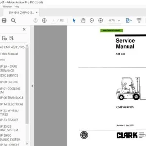 CLARK FORKLIFT SM 648 CMP 404550S SERVICE MANUAL