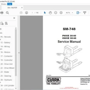 Clark Forklift SM-748 PWXE 3040 HWXE 3040 Service Manual