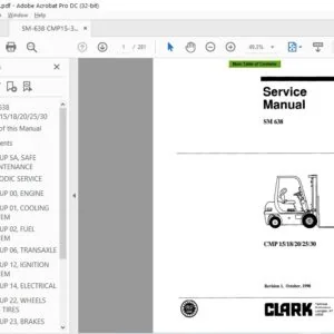 CLARK FORKLIFT SM.638 CMP1511S12025 SERVICE MANUAL