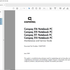 Compaq 516 Notebook PC Compaq 515 Notebook PC Compaq 511 Notebook PC Compaq 510 Notebook PC Laptop MAINTENANCE AND SERVICE GUIDE MANUAL - PDF DOWNLOAD