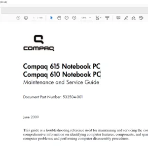 Compaq 615 Notebook PC Compaq 610 Notebook PC laptop Maintenance and Service Guide Manual - PDF DOWNLOAD