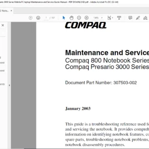 Compaq 800 Notebook Series Compaq Presario 3000 Series Mobile PC laptop Maintenance and Service Guide Manual - PDF DOWNLOAD