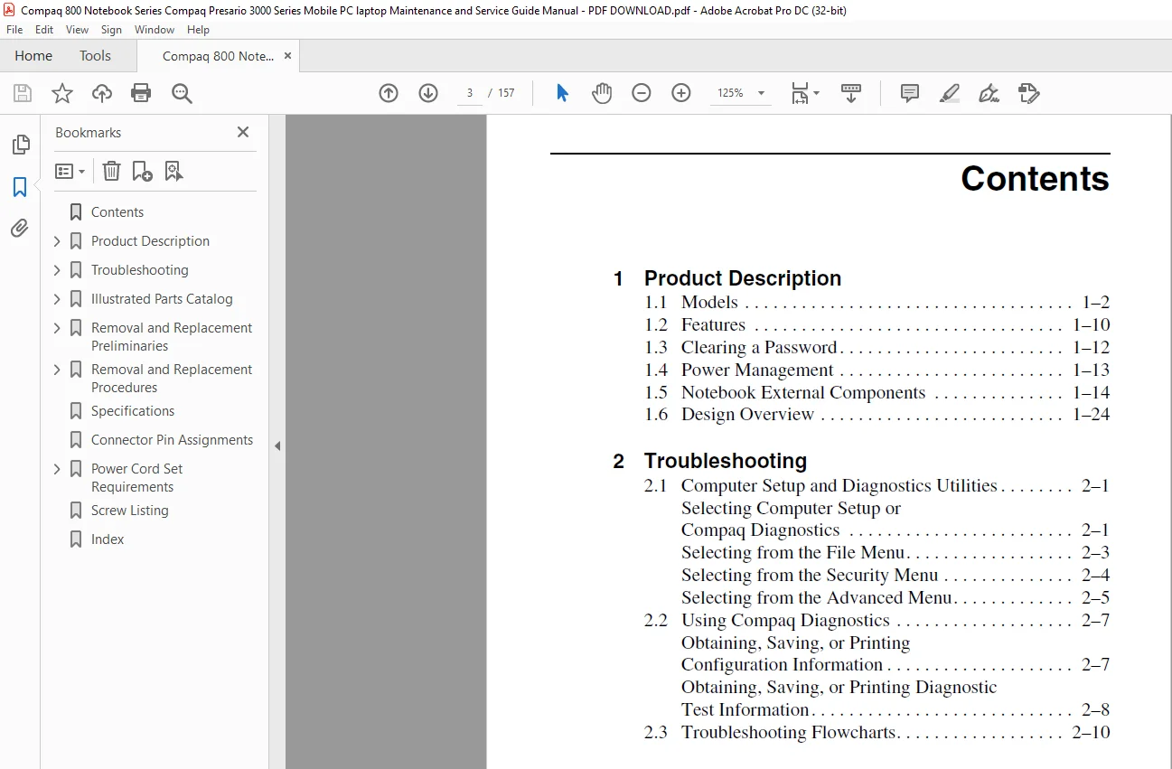 Compaq 800 Notebook Series Compaq Presario 3000 Series Mobile PC laptop Maintenance and Service Guide Manual - PDF DOWNLOAD - Image 3
