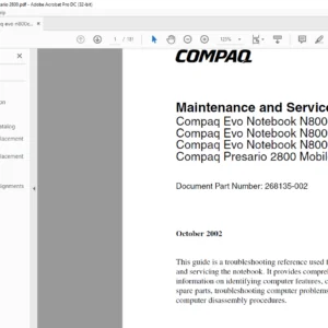 Compaq Evo Notebook N800c Series Compaq Evo Notebook N800v Series Compaq Evo Notebook N800w Series Compaq Presario 2800 Mobile PC Laptop MAINTENANCE AND SERVICE GUIDE MANUAL - PDF DOWNLOAD