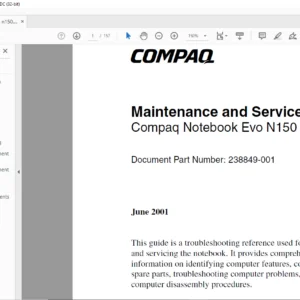 Compaq Notebook Evo N150 Series Laptop  MAINTENANCE AND SERVICE GUIDE MANUAL - PDF DOWNLOAD
