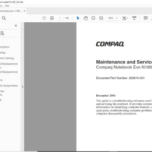 Compaq Notebook Evo N180 Series Laptop  MAINTENANCE AND SERVICE GUIDE MANUAL - PDF DOWNLOAD