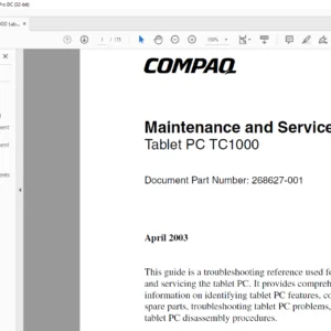 Compaq Tablet PC TC1000 Laptop MAINTENANCE AND SERVICE GUIDE MANUAL - PDF DOWNLOAD